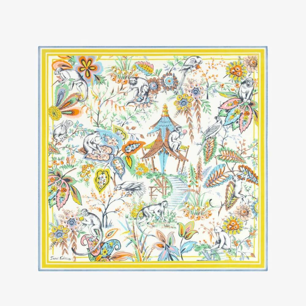 NEW INOUI EDITIONS carre 70 pagode square scarf in green
